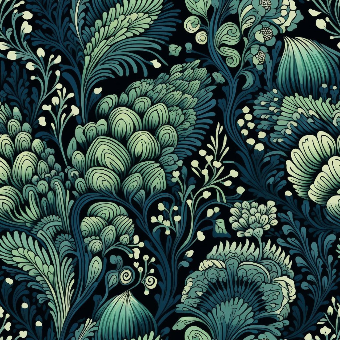 Dark Black Moon Pattern 7 Quilting Cotton Fabric