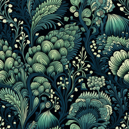 Dark Black Moon Pattern 7 Quilting Cotton Fabric