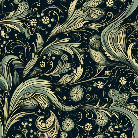 Dark Black Moon Pattern 8 Quilting Cotton Fabric