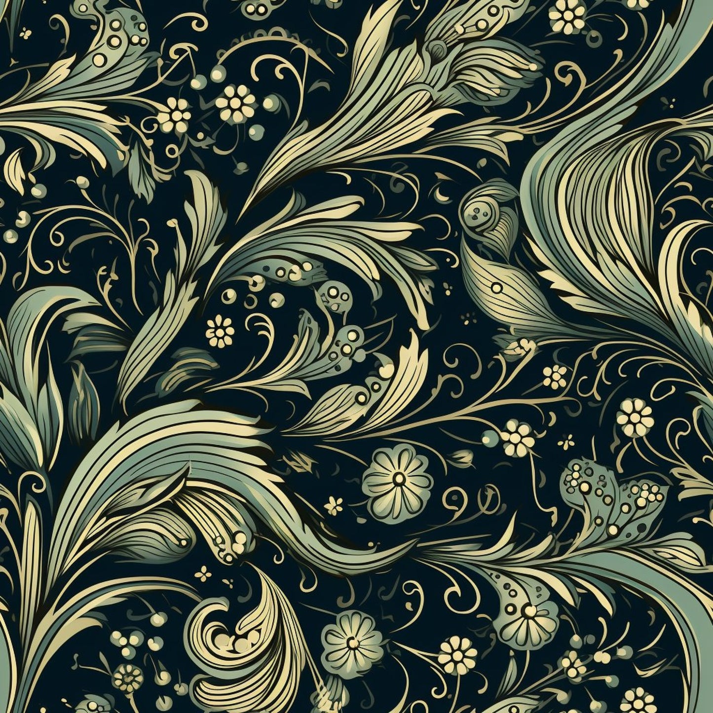 Dark Black Moon Pattern 8 Quilting Cotton Fabric