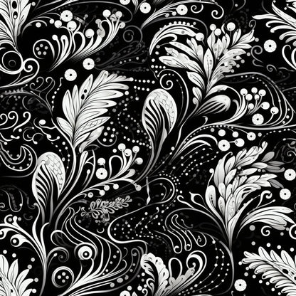 Dark Black Moon Pattern 9 Quilting Cotton Fabric