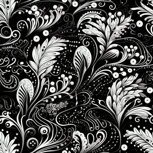 Dark Black Moon Pattern 9 Quilting Cotton Fabric
