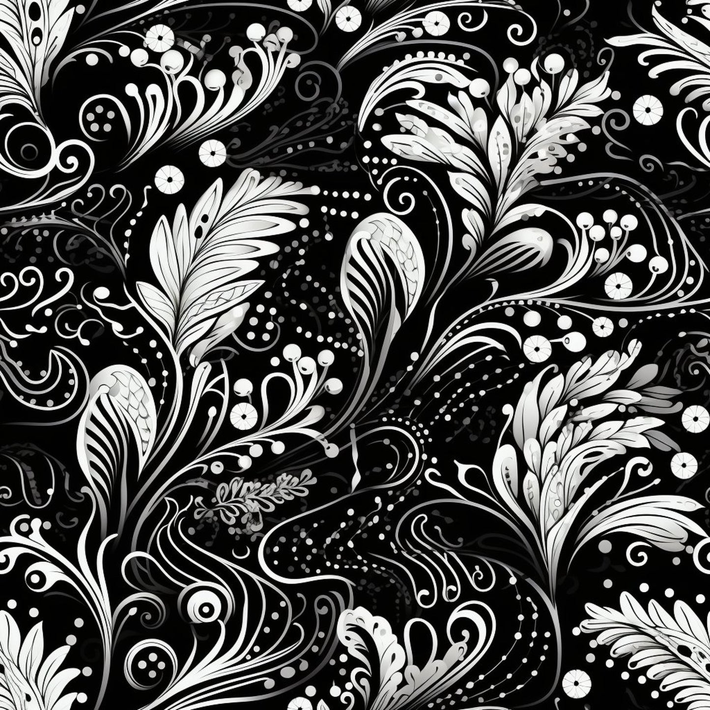 Dark Black Moon Pattern 9 Quilting Cotton Fabric