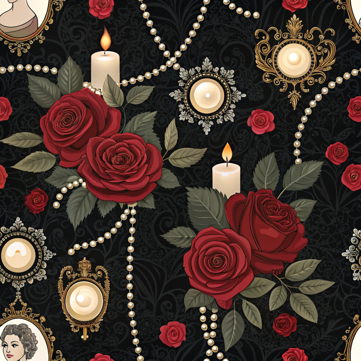 Dark Romance Glam Pattern 21 Quilting Cotton Fabric
