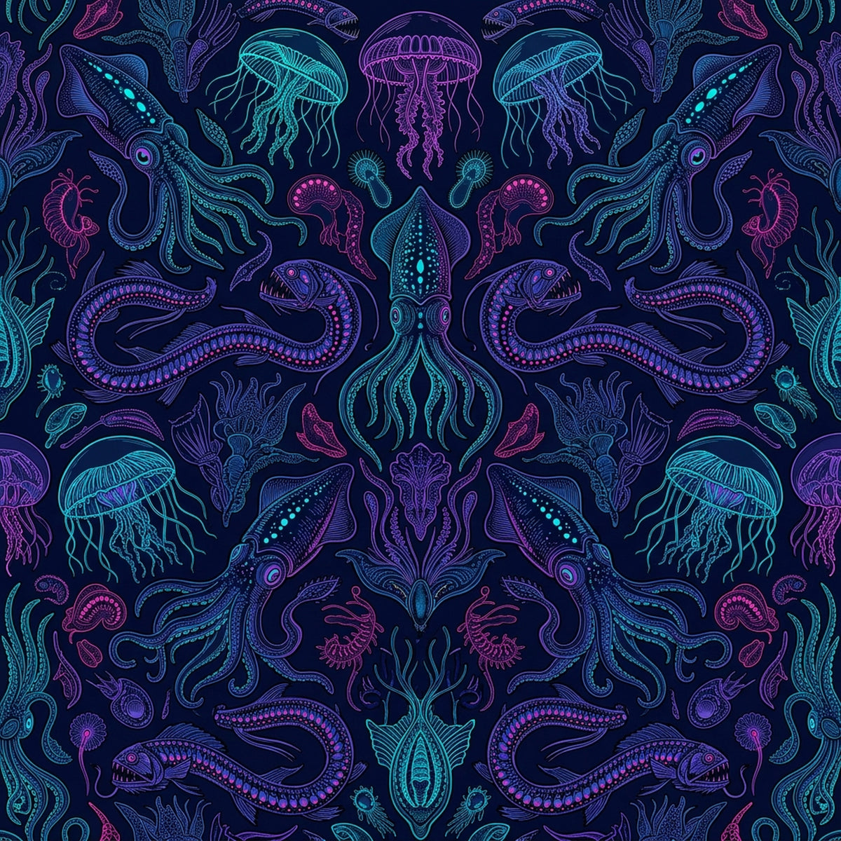 Deep Sea Bioluminescence Pattern 1 Quilting Cotton Fabric