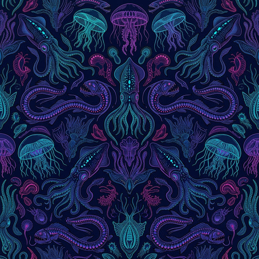 Deep Sea Bioluminescence Pattern 1 Quilting Cotton Fabric