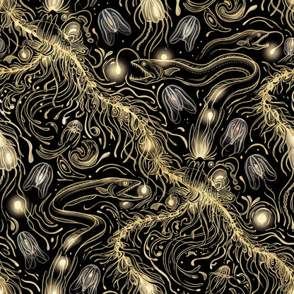 Deep Sea Bioluminescence Pattern 100 Quilting Cotton Fabric
