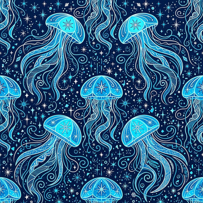 Deep Sea Bioluminescence Pattern 101 Quilting Cotton Fabric