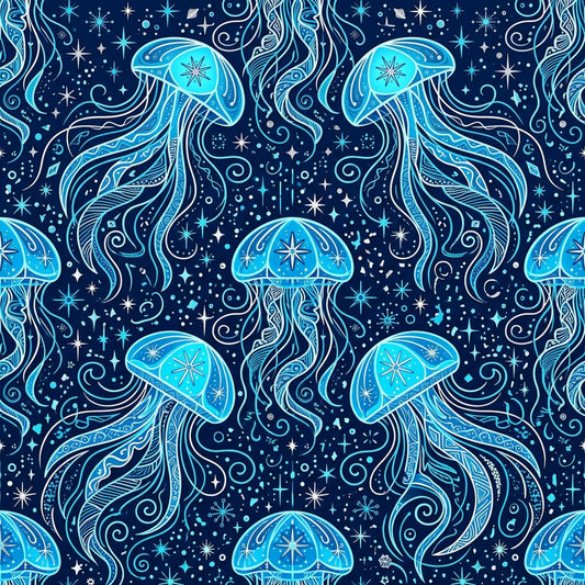 Deep Sea Bioluminescence Pattern 101 Quilting Cotton Fabric