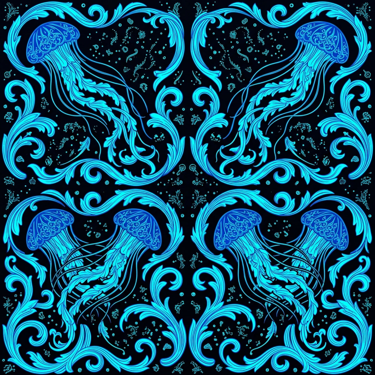 Deep Sea Bioluminescence Pattern 103 Quilting Cotton Fabric