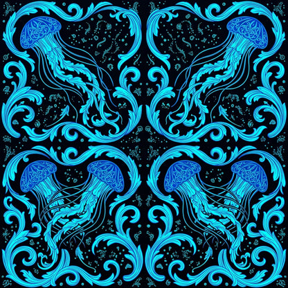 Deep Sea Bioluminescence Pattern 103 Quilting Cotton Fabric