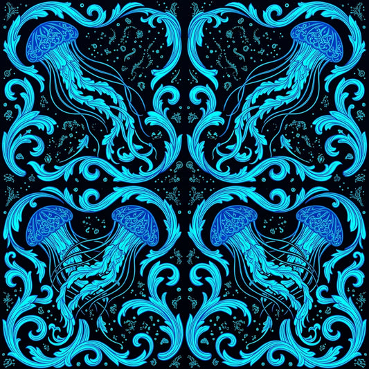 Deep Sea Bioluminescence Pattern 103 Quilting Cotton Fabric