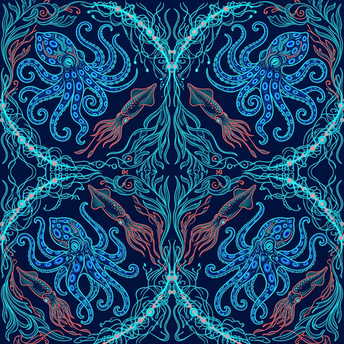 Deep Sea Bioluminescence Pattern 105 Quilting Cotton Fabric