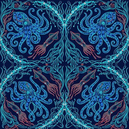 Deep Sea Bioluminescence Pattern 105 Quilting Cotton Fabric