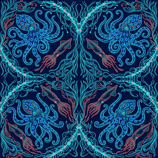 Deep Sea Bioluminescence Pattern 105 Quilting Cotton Fabric