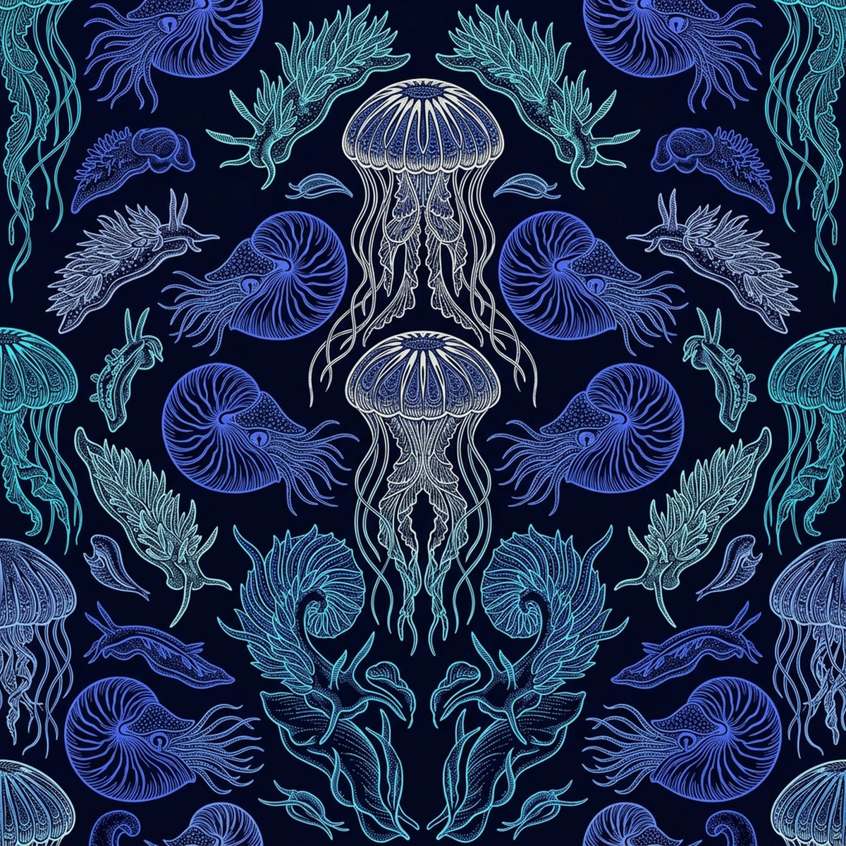 Deep Sea Bioluminescence Pattern 107 Quilting Cotton Fabric