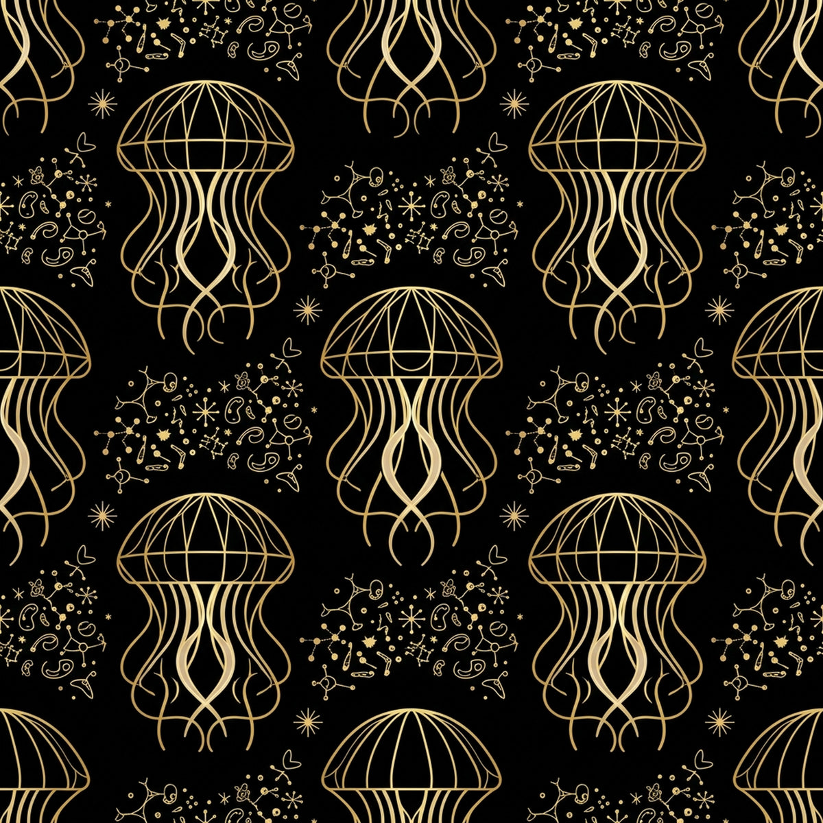 Deep Sea Bioluminescence Pattern 11 Quilting Cotton Fabric
