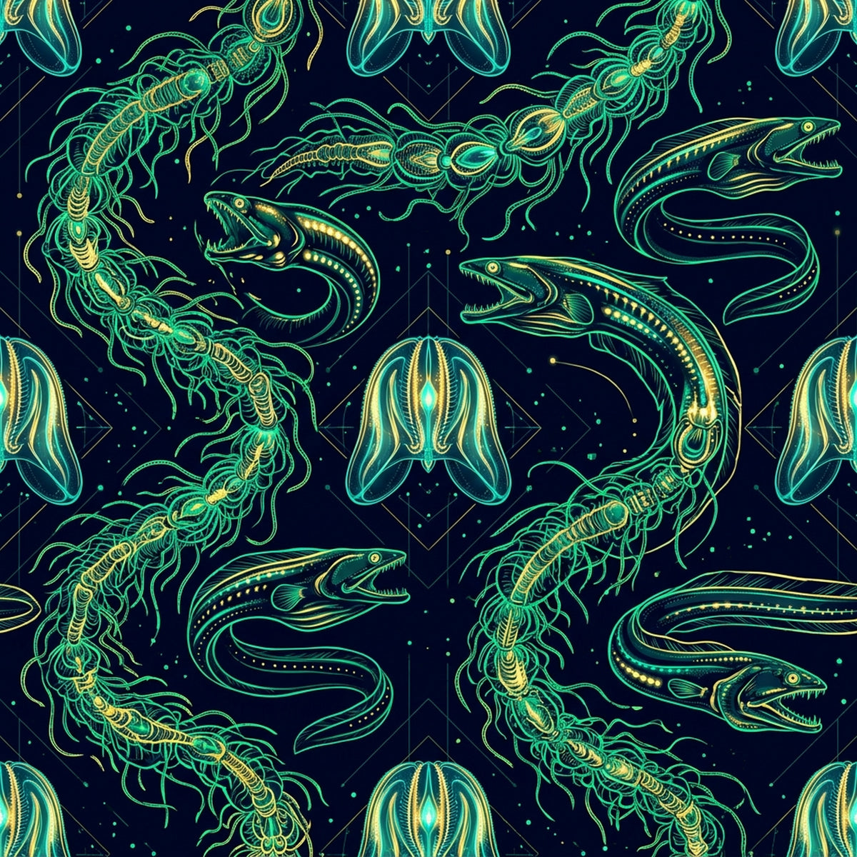 Deep Sea Bioluminescence Pattern 110 Quilting Cotton Fabric