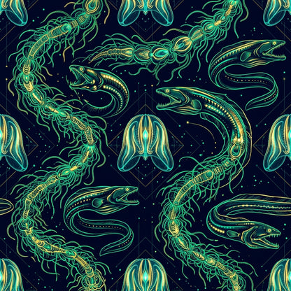 Deep Sea Bioluminescence Pattern 110 Quilting Cotton Fabric