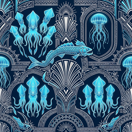Deep Sea Bioluminescence Pattern 111 Quilting Cotton Fabric