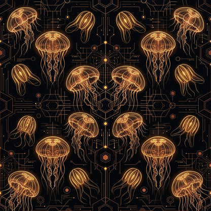 Deep Sea Bioluminescence Pattern 113 Quilting Cotton Fabric