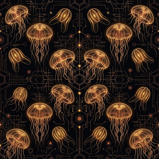Deep Sea Bioluminescence Pattern 113 Quilting Cotton Fabric