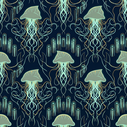 Deep Sea Bioluminescence Pattern 114 Quilting Cotton Fabric