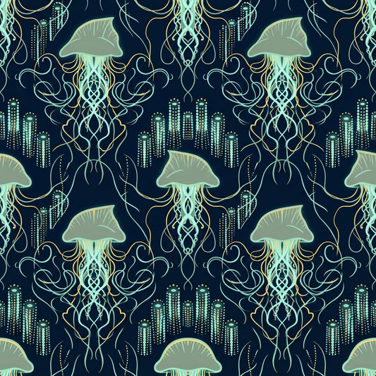 Deep Sea Bioluminescence Pattern 114 Quilting Cotton Fabric