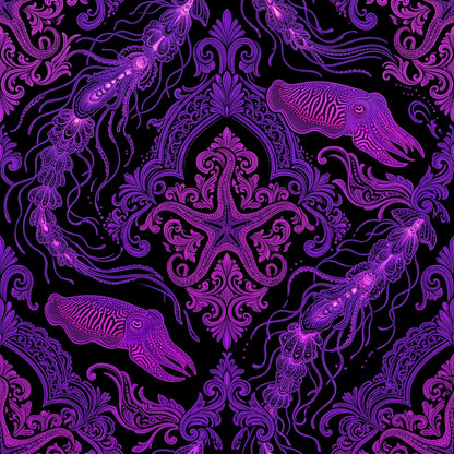 Deep Sea Bioluminescence Pattern 116 Quilting Cotton Fabric