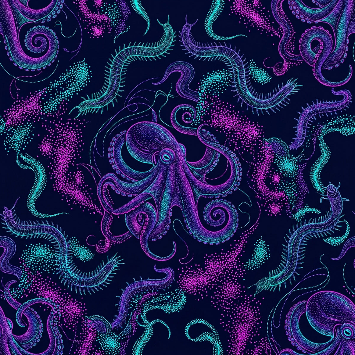 Deep Sea Bioluminescence Pattern 117 Quilting Cotton Fabric