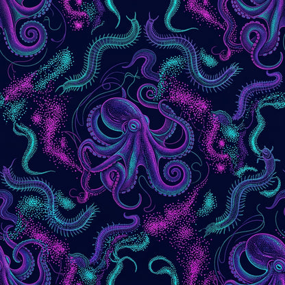 Deep Sea Bioluminescence Pattern 117 Quilting Cotton Fabric
