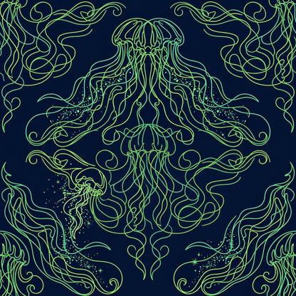 Deep Sea Bioluminescence Pattern 118 Quilting Cotton Fabric