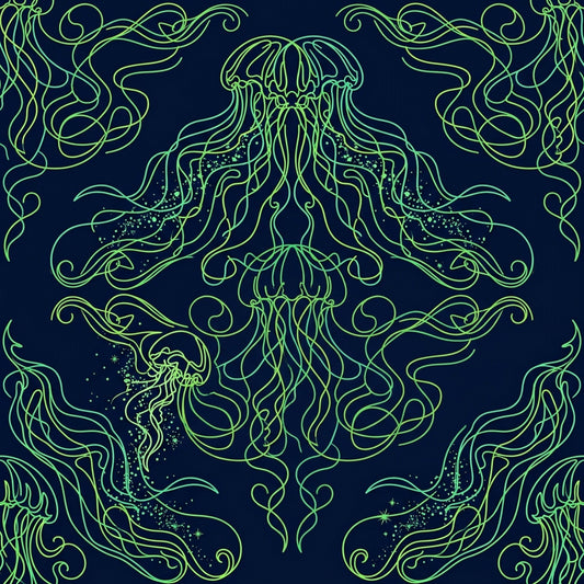 Deep Sea Bioluminescence Pattern 118 Quilting Cotton Fabric