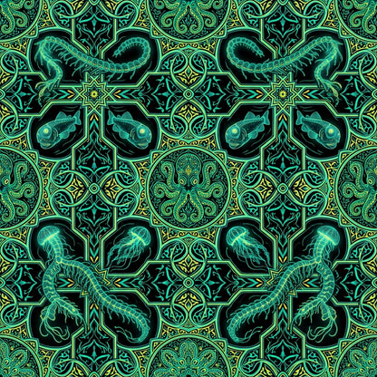 Deep Sea Bioluminescence Pattern 119 Quilting Cotton Fabric