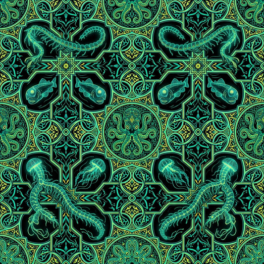 Deep Sea Bioluminescence Pattern 119 Quilting Cotton Fabric