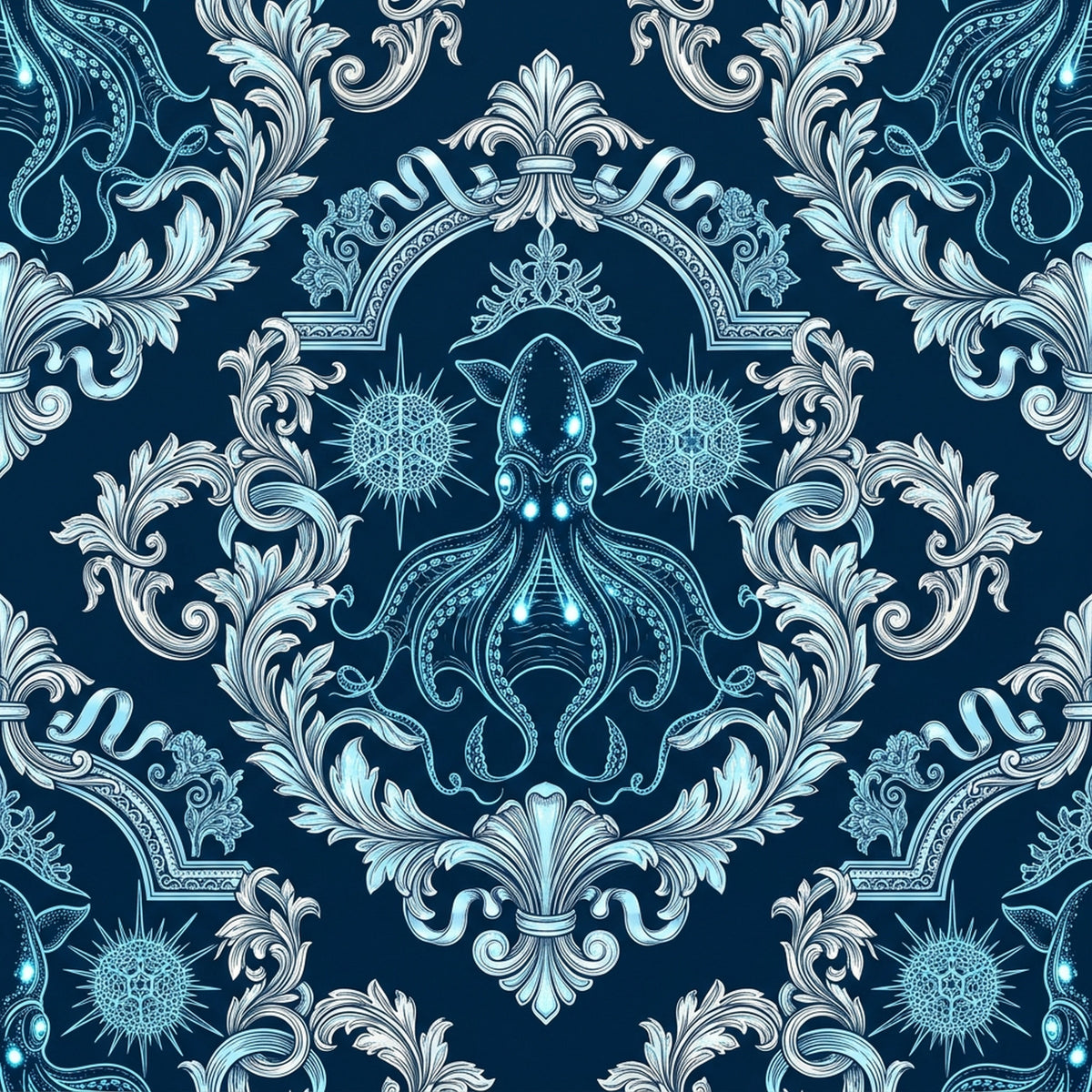 Deep Sea Bioluminescence Pattern 12 Quilting Cotton Fabric