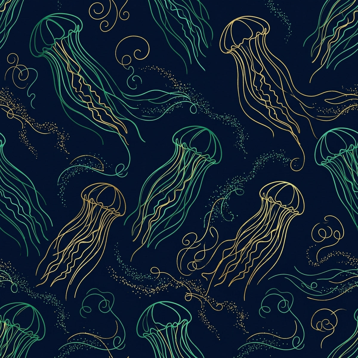 Deep Sea Bioluminescence Pattern 121 Quilting Cotton Fabric