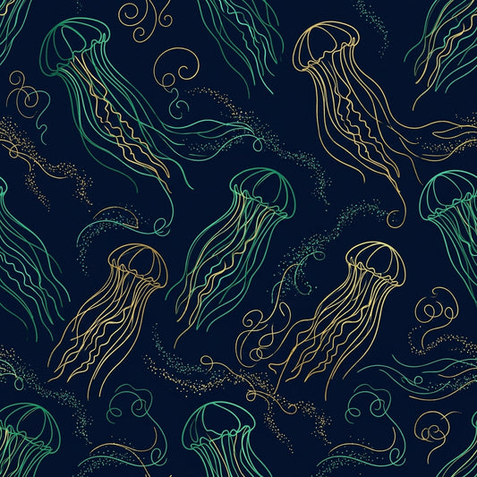Deep Sea Bioluminescence Pattern 121 Quilting Cotton Fabric