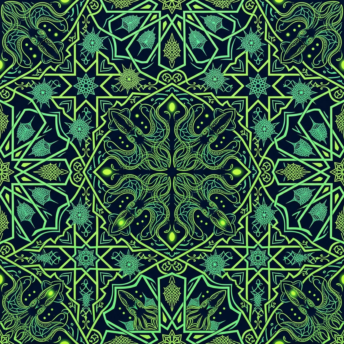 Deep Sea Bioluminescence Pattern 122 Quilting Cotton Fabric