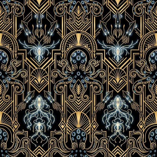 Deep Sea Bioluminescence Pattern 124 Quilting Cotton Fabric