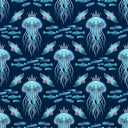 Deep Sea Bioluminescence Pattern 125 Quilting Cotton Fabric