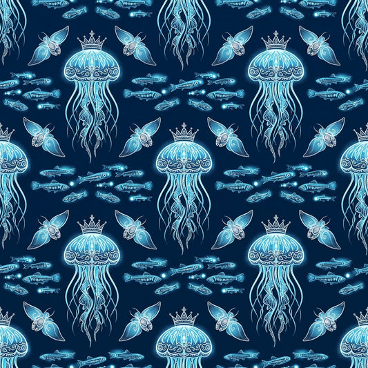 Deep Sea Bioluminescence Pattern 125 Quilting Cotton Fabric