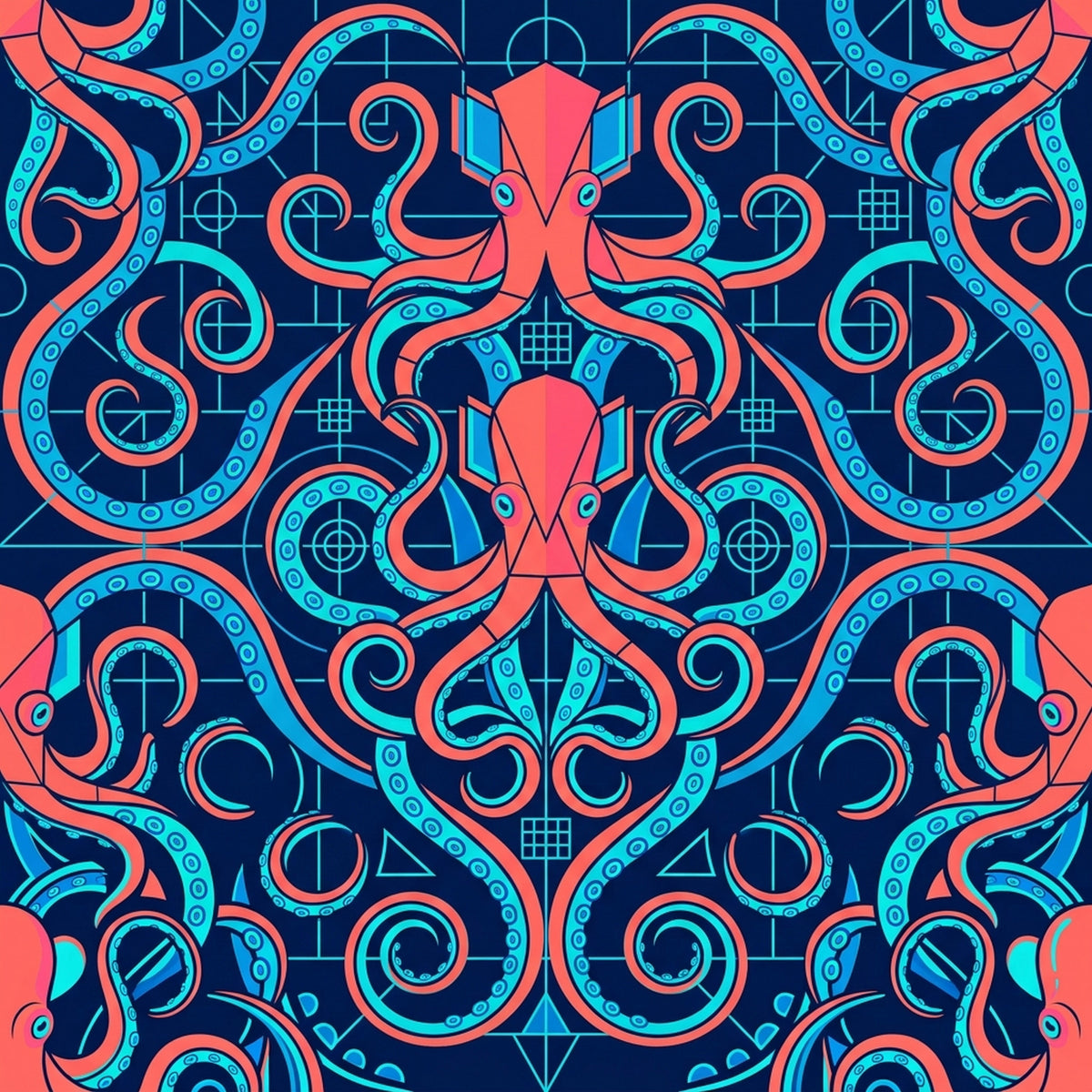 Deep Sea Bioluminescence Pattern 126 Quilting Cotton Fabric