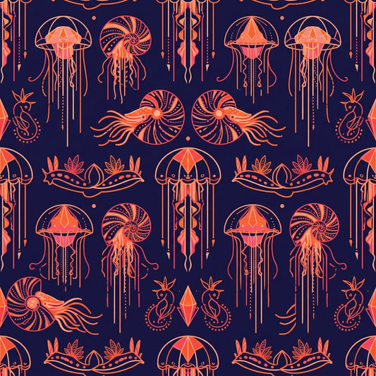 Deep Sea Bioluminescence Pattern 127 Quilting Cotton Fabric