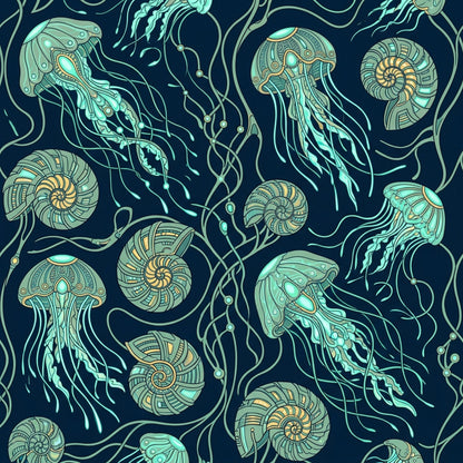 Deep Sea Bioluminescence Pattern 128 Quilting Cotton Fabric