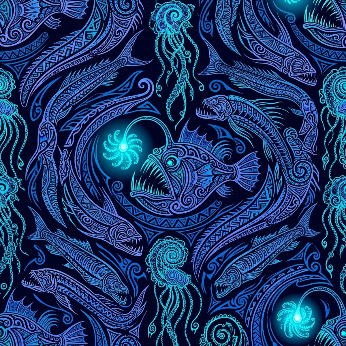Deep Sea Bioluminescence Pattern 129 Quilting Cotton Fabric