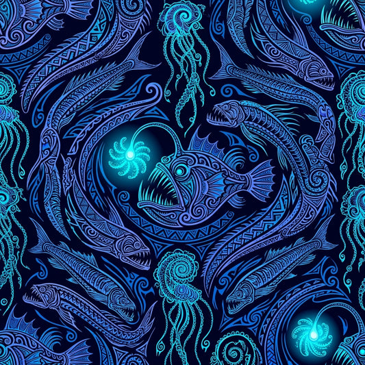 Deep Sea Bioluminescence Pattern 129 Quilting Cotton Fabric