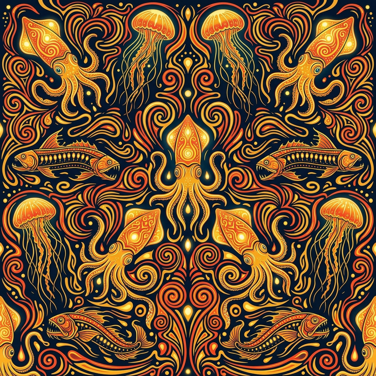 Deep Sea Bioluminescence Pattern 13 Quilting Cotton Fabric