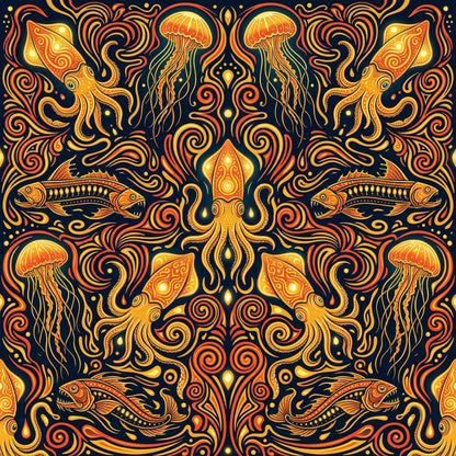 Deep Sea Bioluminescence Pattern 13 Quilting Cotton Fabric
