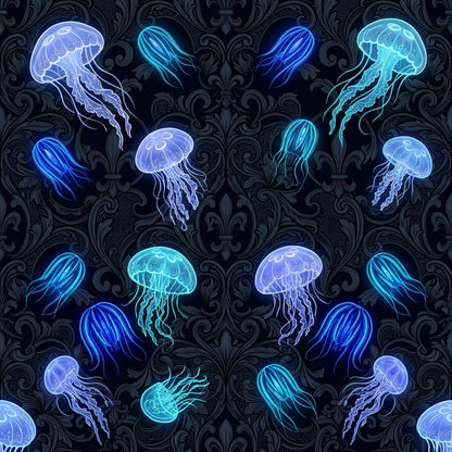 Deep Sea Bioluminescence Pattern 133 Quilting Cotton Fabric